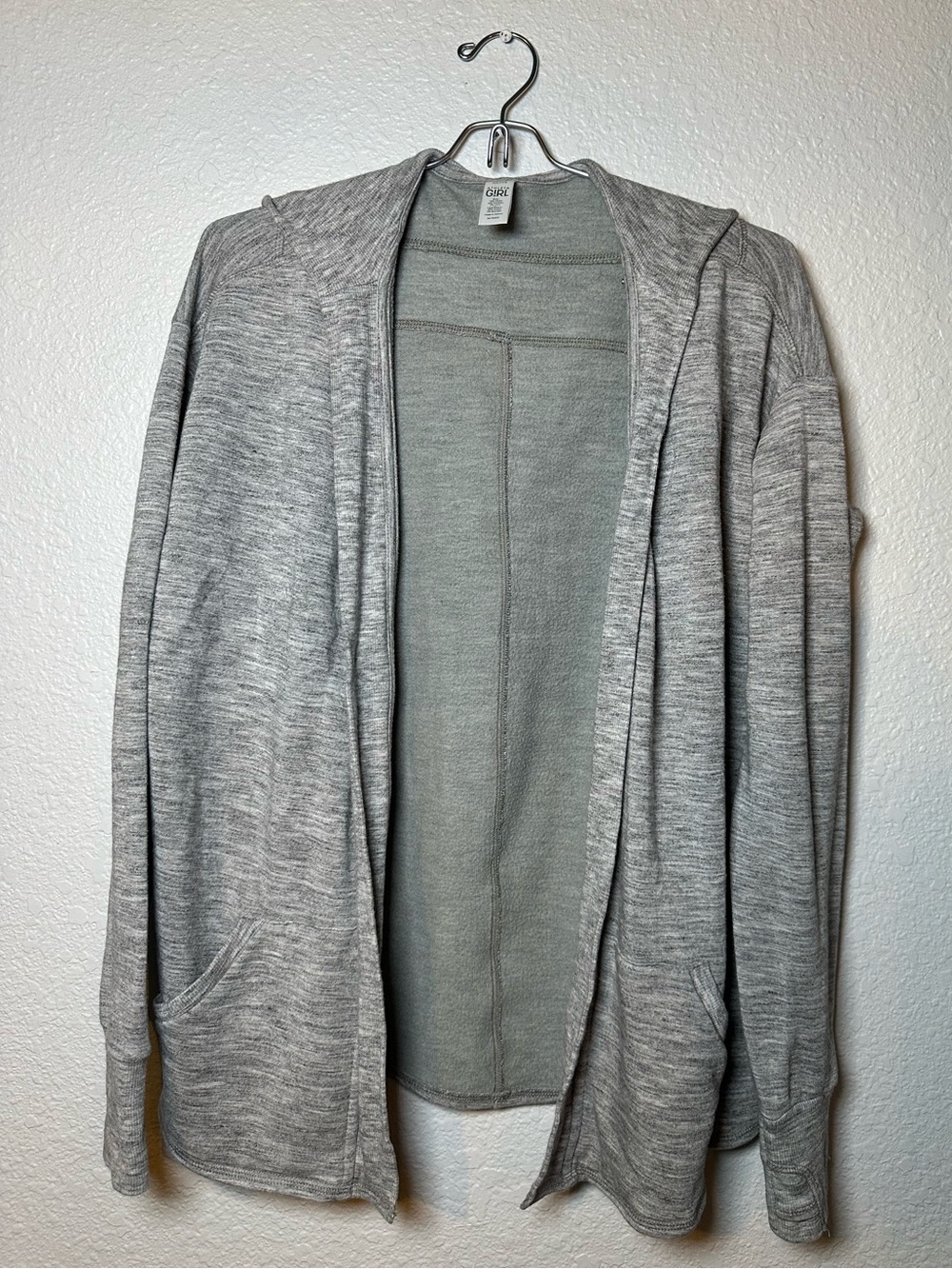 Athleta Girl // Light Gray Hooded Cardigan - Modal Blend, size XL (14)